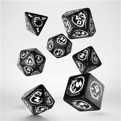 QWORKSHOP - Dragons Dice Set - Black & White (x7)