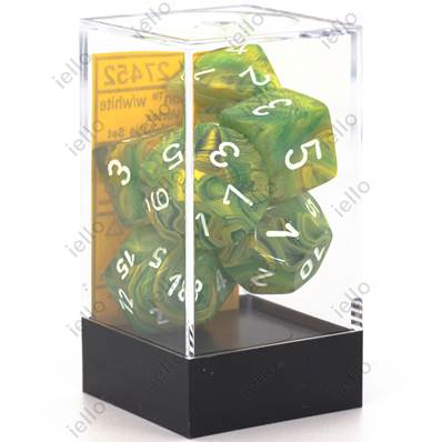 CHESSEX - Set de 7 dés - VORTEX - Vert/Blanc ##OP##