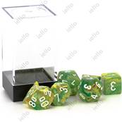 CHESSEX - Set de 7 dés - VORTEX - Vert/Blanc ##OP##