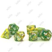 CHESSEX - Set de 7 dés - VORTEX - Vert/Blanc ##OP##